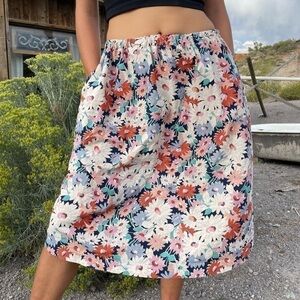 🌸vintage Handmade Floral Skirt With Pockets